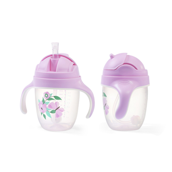 Sippy cup with weighted straw