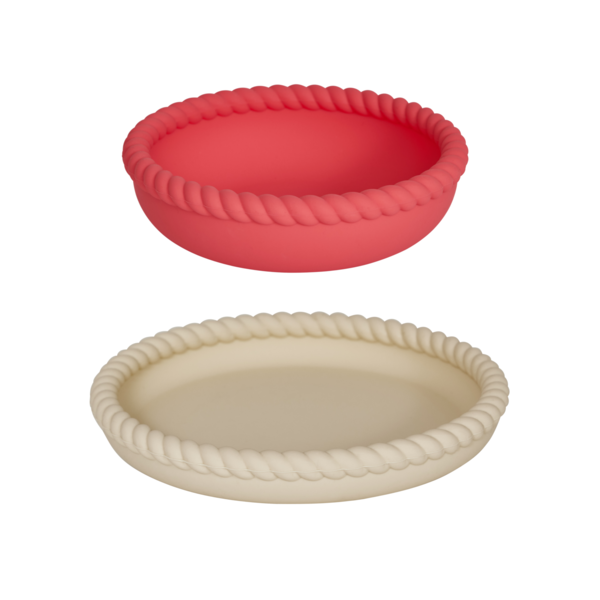 Mellow Plate & Bowl Set Vanilla/Cherry Red