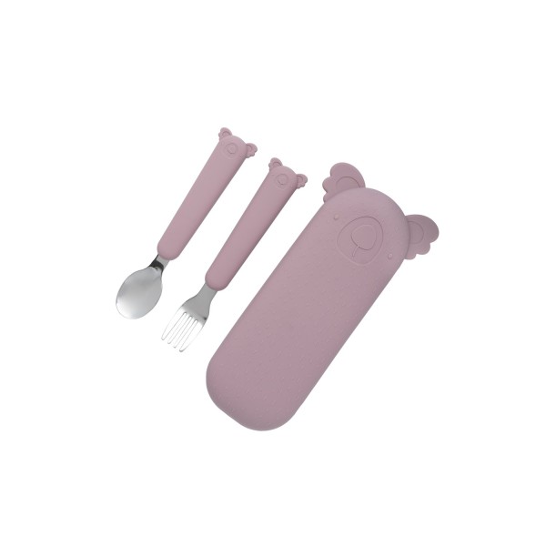 Zoe the Koala Cutlery Set and Case Dusty Pink