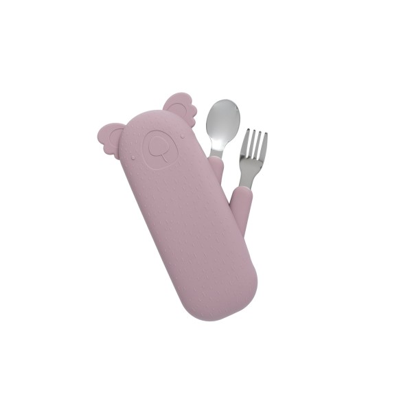 Zoe the Koala Cutlery Set and Case Dusty Pink