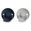 FRIGG Rope Pacifiers - Silicone 2-Pack - Silver Gray/Dark Navy - Size 1