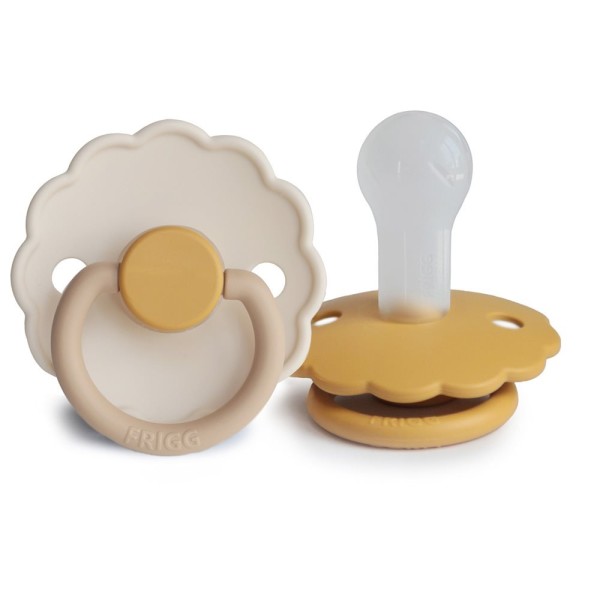 FRIGG Daisy Pacifiers - Silicone 2-Pack - Chamomile/Honey Gold - Size 2