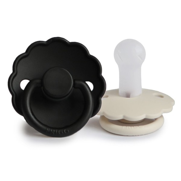 FRIGG Daisy Pacifiers - Silicone 2-Pack - Cream/Jet Black - Size 2