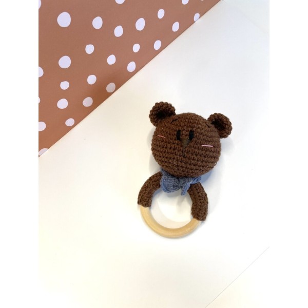 Bear Teether & Rattle Brown L