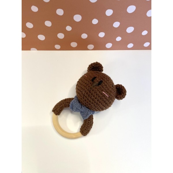 Bear Teether & Rattle Brown L