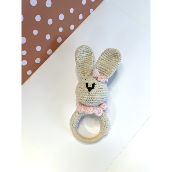 Bunny Teether & Rattle Pink L