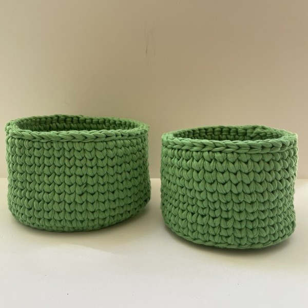 Green crochet storage basket -set of 2