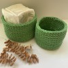 Green crochet storage basket -set of 2