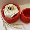 Red crochet storage basket -set of 2