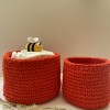 Red crochet storage basket -set of 2