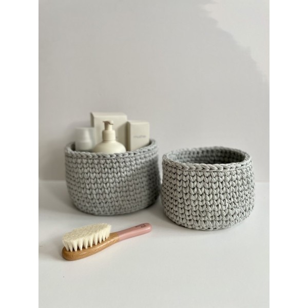 Grey crochet storage basket -set of 2