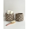 Beige Hearts crochet storage basket -set of 2