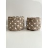 Beige Hearts crochet storage basket -set of 2