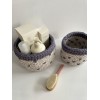 Grey Hearts crochet storage basket -set of 2