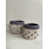 Grey Hearts crochet storage basket -set of 2