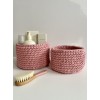 Pink crochet storage basket -set of 2