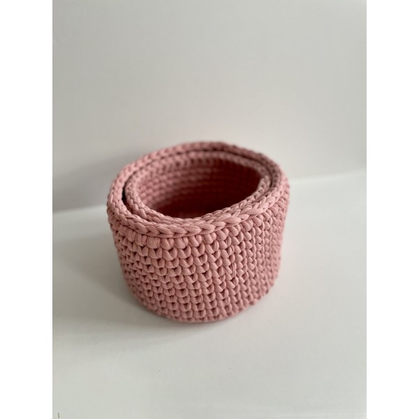 Pink crochet storage basket -set of 2