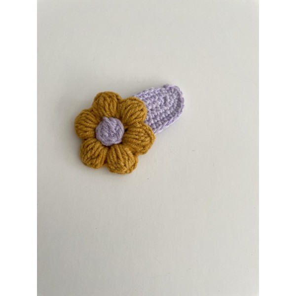 Knitted Hair Clip Daisy Brown-Lilac