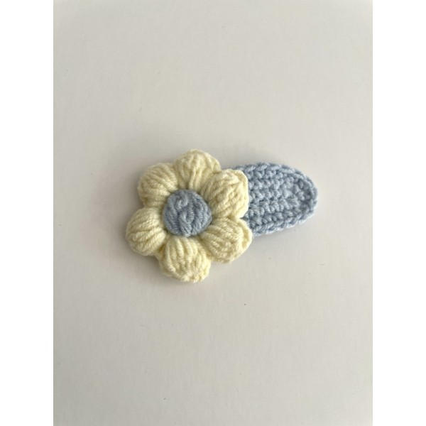 Knitted Hair Clip Daisy Yellow-Baby blue