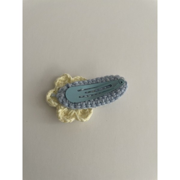 Knitted Hair Clip Daisy Yellow-Baby blue