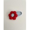 Knitted Hair Clip Daisy Red-Baby blue