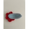 Knitted Hair Clip Daisy Red-Baby blue