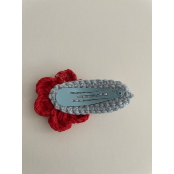 Knitted Hair Clip Daisy Red-Baby blue