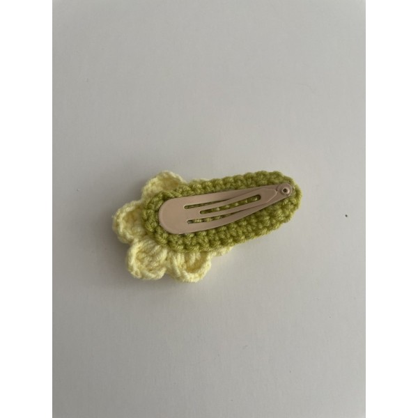 Knitted Hair Clip Daisy Yellow-Lime