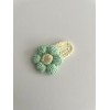 Knitted Hair Clip Daisy Mint-Beige