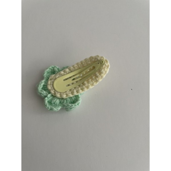 Knitted Hair Clip Daisy Mint-Beige