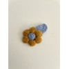 Knitted Hair Clip Daisy Brown-Sky blue