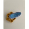 Knitted Hair Clip Daisy Brown-Sky blue