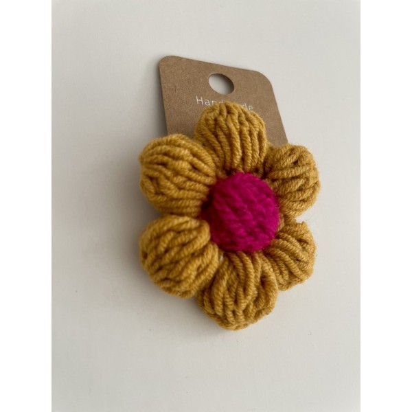 Knitted Hair Tie Daisy Brown-Red