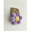 Knitted Hair Tie Daisy Lilac-Yellow