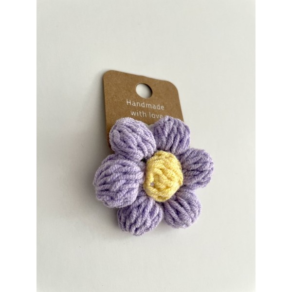 Knitted Hair Tie Daisy Lilac-Yellow