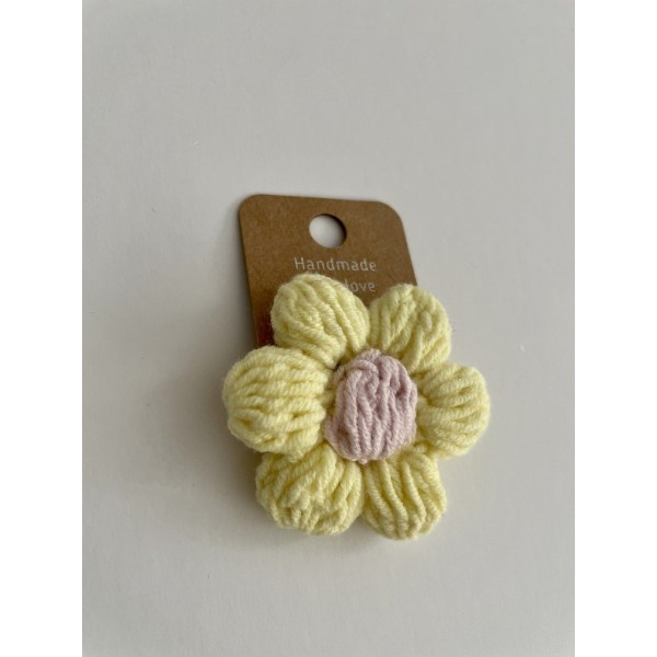 Knitted Hair Tie Daisy Yellow-Lilac