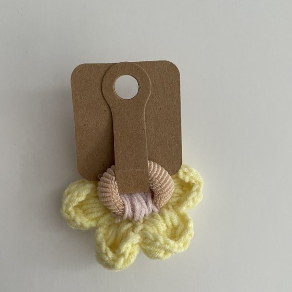 Knitted Hair Tie Daisy Yellow-Lilac