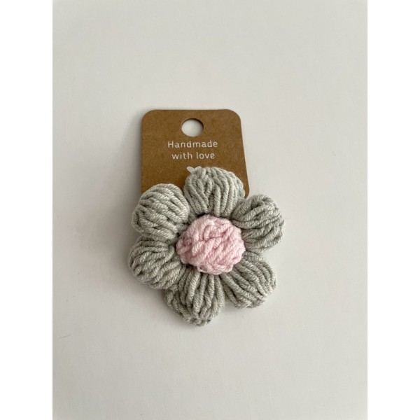 Knitted Hair Tie Daisy Grey-Pink