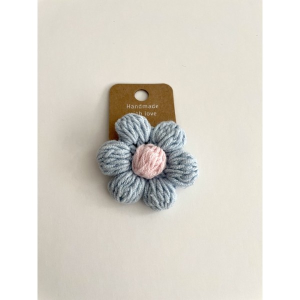 Knitted Hair Tie Daisy Baby blue-Pink