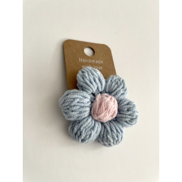 Knitted Hair Tie Daisy Baby blue-Pink