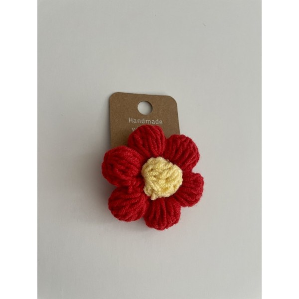 Knitted Hair Tie Daisy Red-Yellow