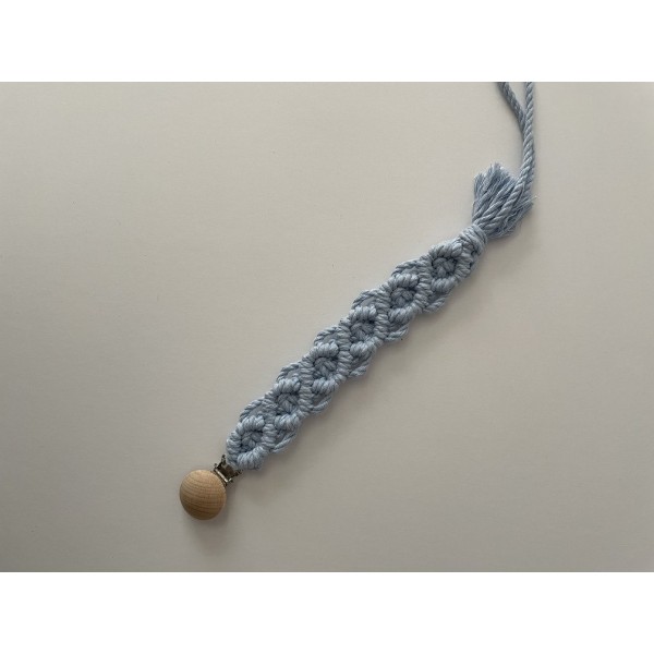 Macrame Pacifier Clip Baby Blue