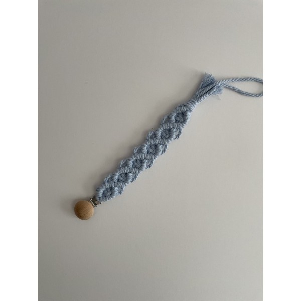 Macrame Pacifier Clip Baby Blue