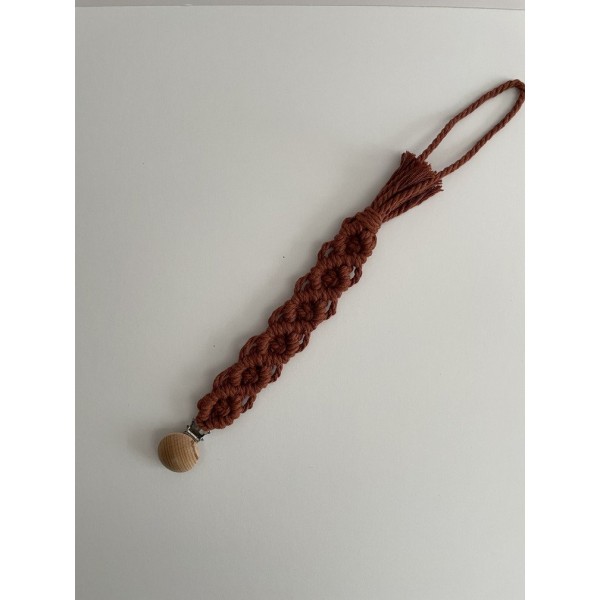 Macrame Pacifier Clip Brown