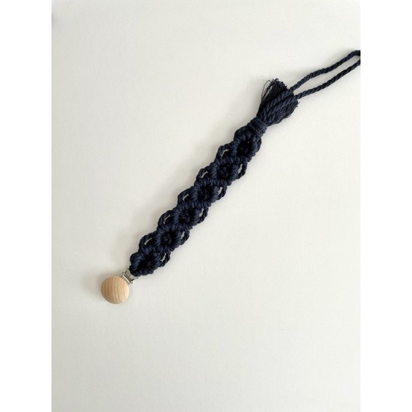 Macrame Pacifier Clip Dark Blue