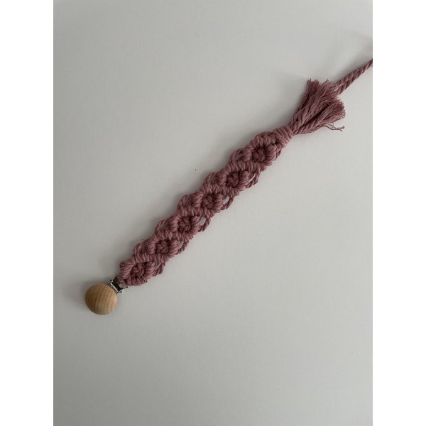 Macrame Pacifier Clip Dusty Pink