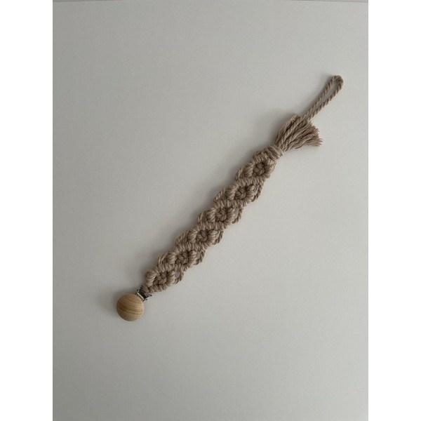 Macrame Pacifier Clip Light Brown