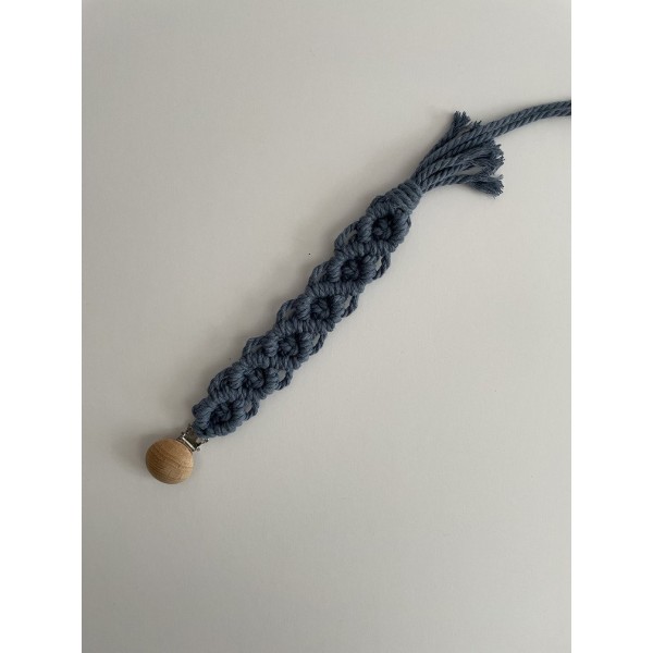 Macrame Pacifier Clip Navy