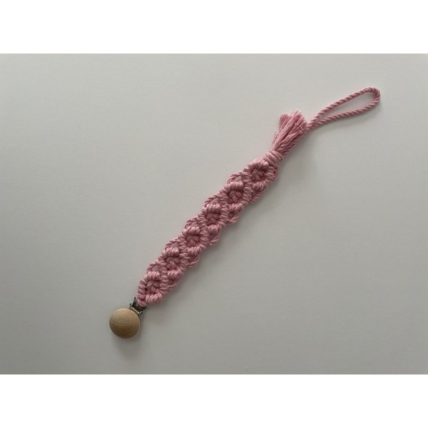 Macrame Pacifier Clip Pink