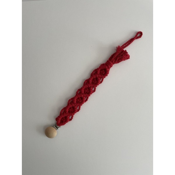 Macrame Pacifier Clip Red